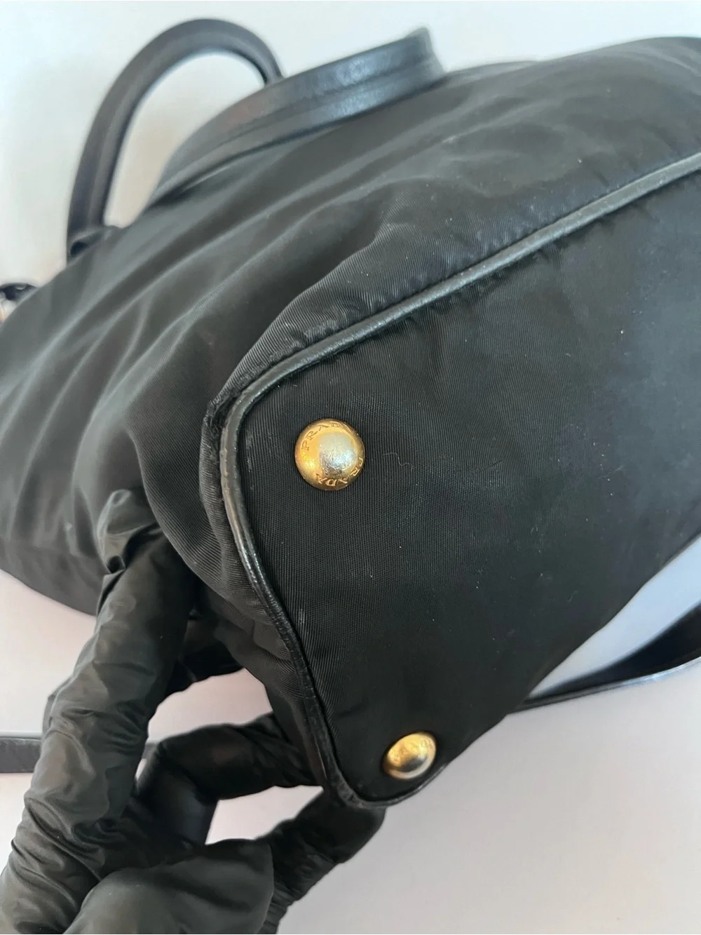 PRADA NYLON AND LEATHER TOTE.